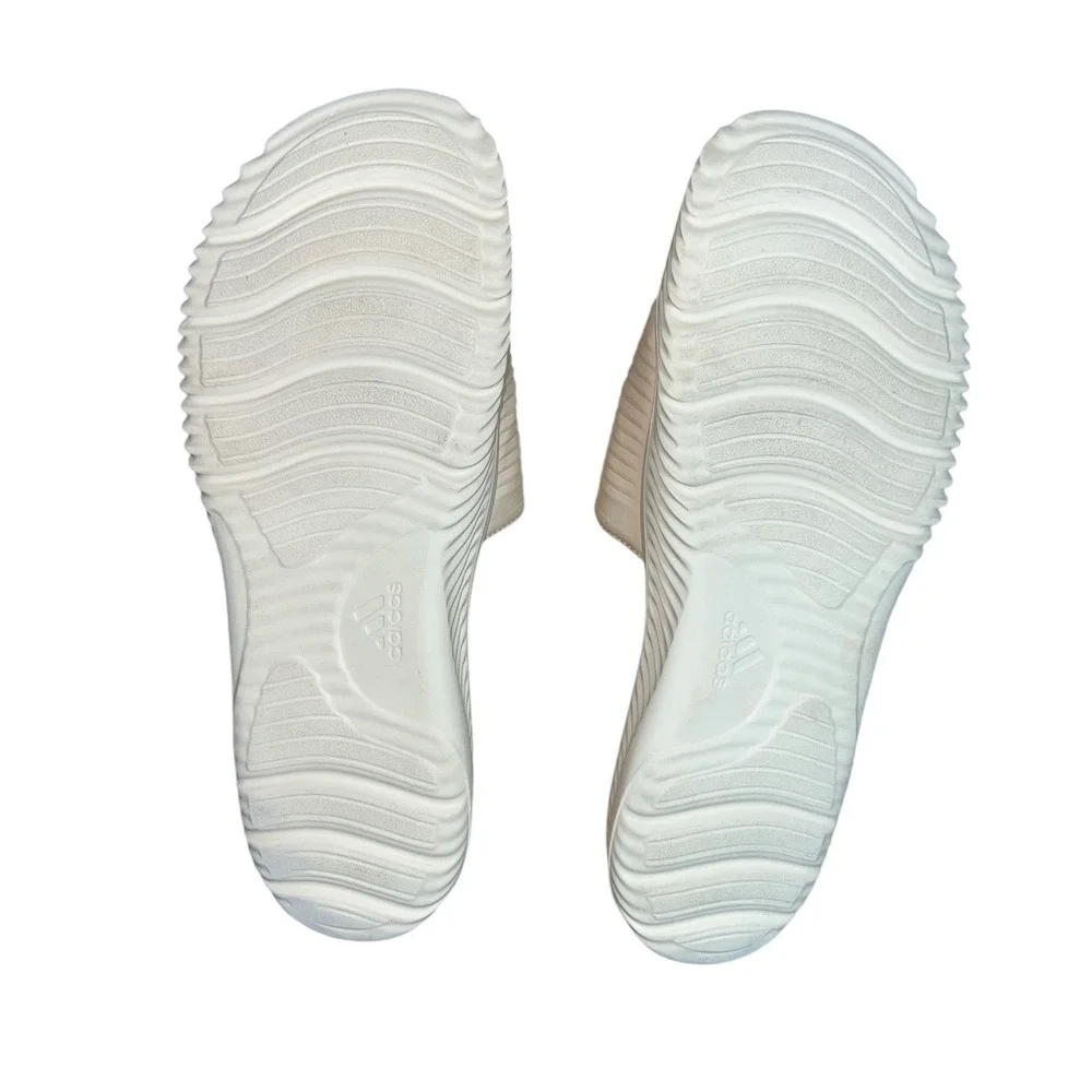 Adidas Alphabounce Slides Mens 13 Beige Grey Adjustable Strap Bounce Footbed